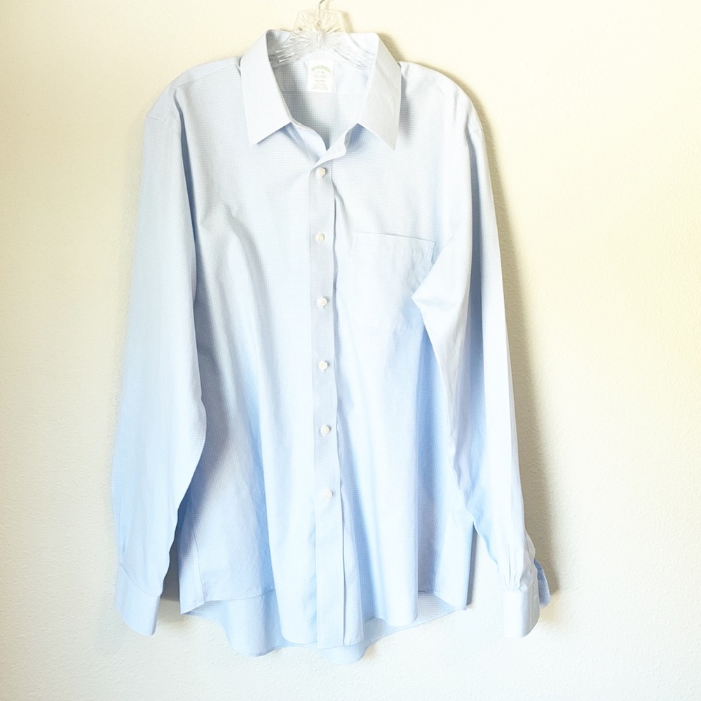 Brooks Brothers Light Blue Checkered Dress Shirt